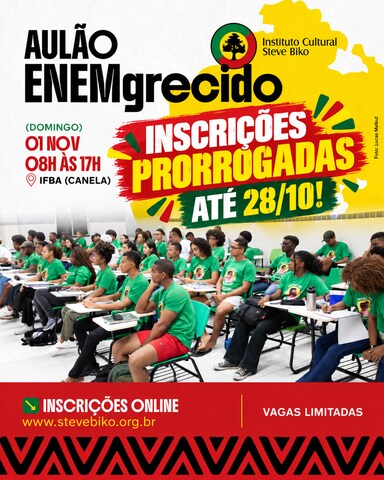 Instituto Steve Biko prorroga inscrições para revisão do ENEM até quarta (28)